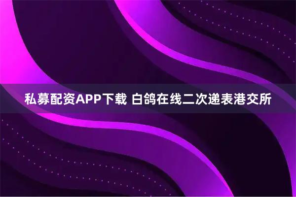 私募配资APP下载 白鸽在线二次递表港交所